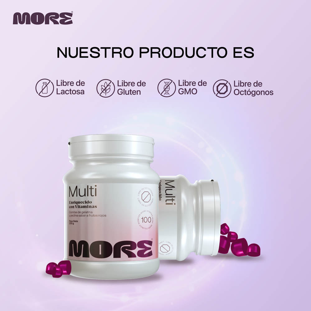 More Multi Gomitas Multivitamínicas Frutos Rojos | 100 gomitas