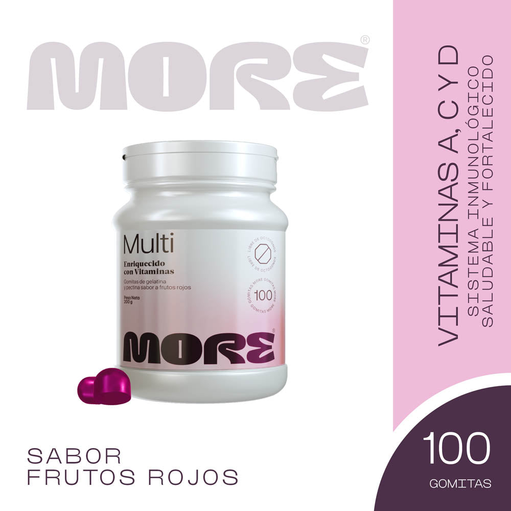 More Multi Gomitas Multivitamínicas Frutos Rojos | 100 gomitas