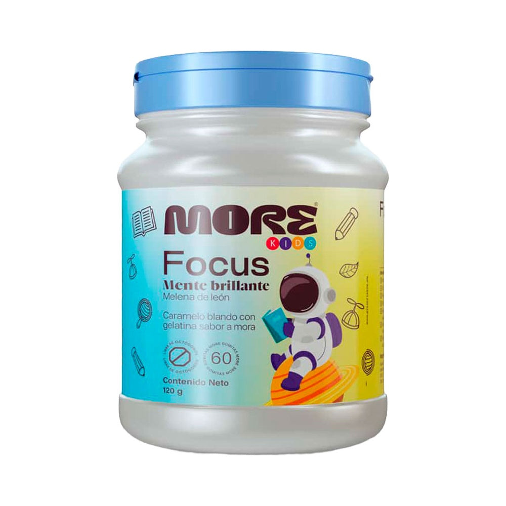 More Kids Focus con Melena de León | 60 gomitas sabor mora