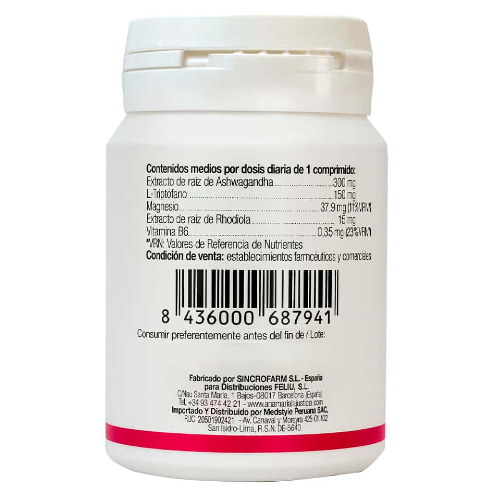 Ana María Lajusticia Triptófano Plus Ashwagandha y Rhodiola | 60 comprimidos