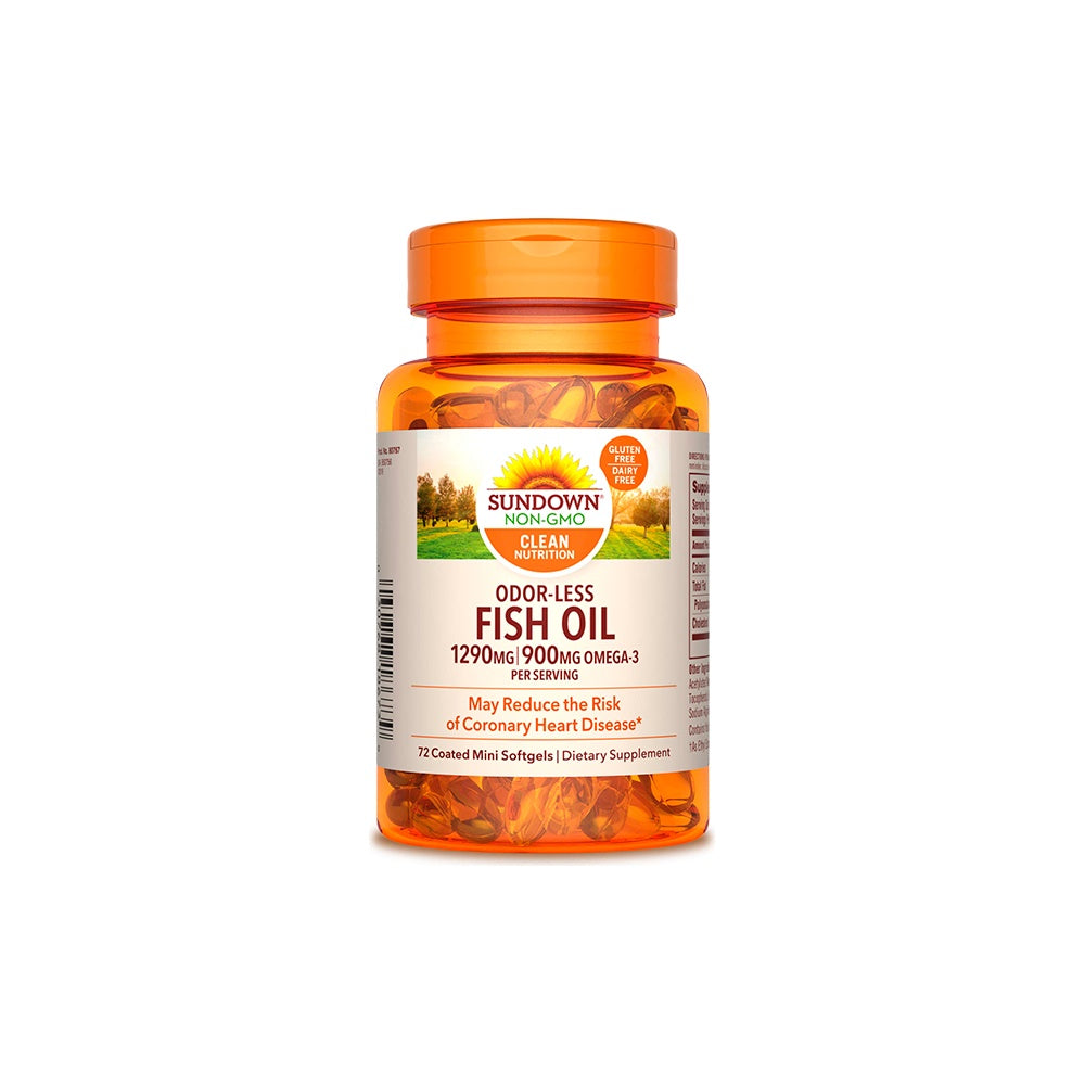 Sundown Fish Oil Omega-3 900 mg por porción | 72 mini cápsulas blandas