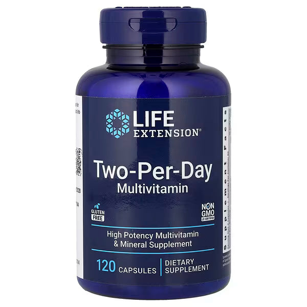 Life Extension, Multivitamínico para dos tomas diarias, 120 cápsulas