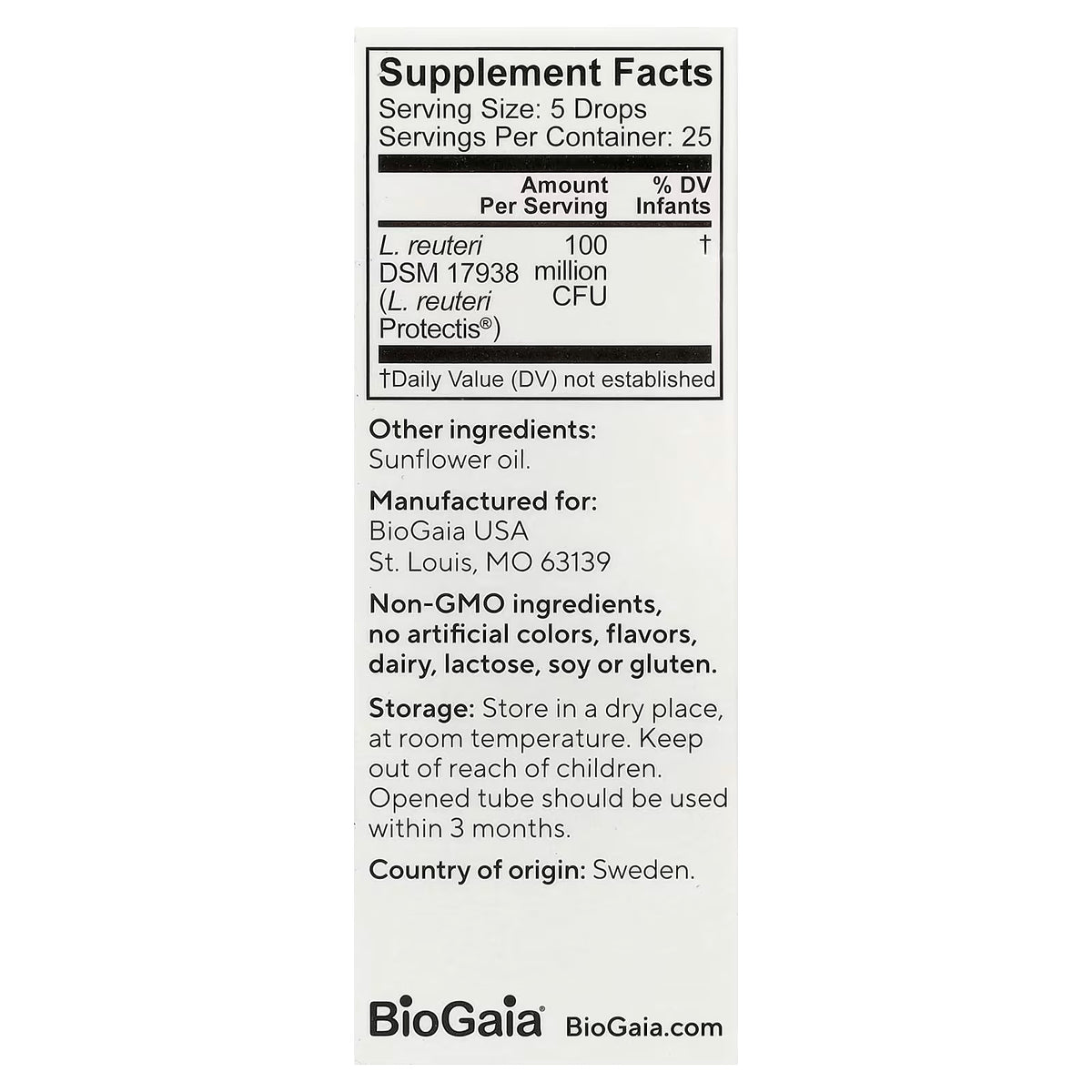 BioGaia Protectis Baby Gotas Probióticas 100 Millones CFU 5ml (0.17 fl oz)