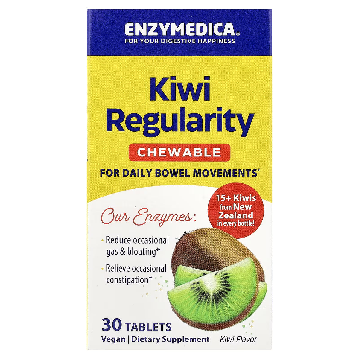 Enzymedica Kiwi Regularity | Regularidad Intestinal, 30 tabletas masticables