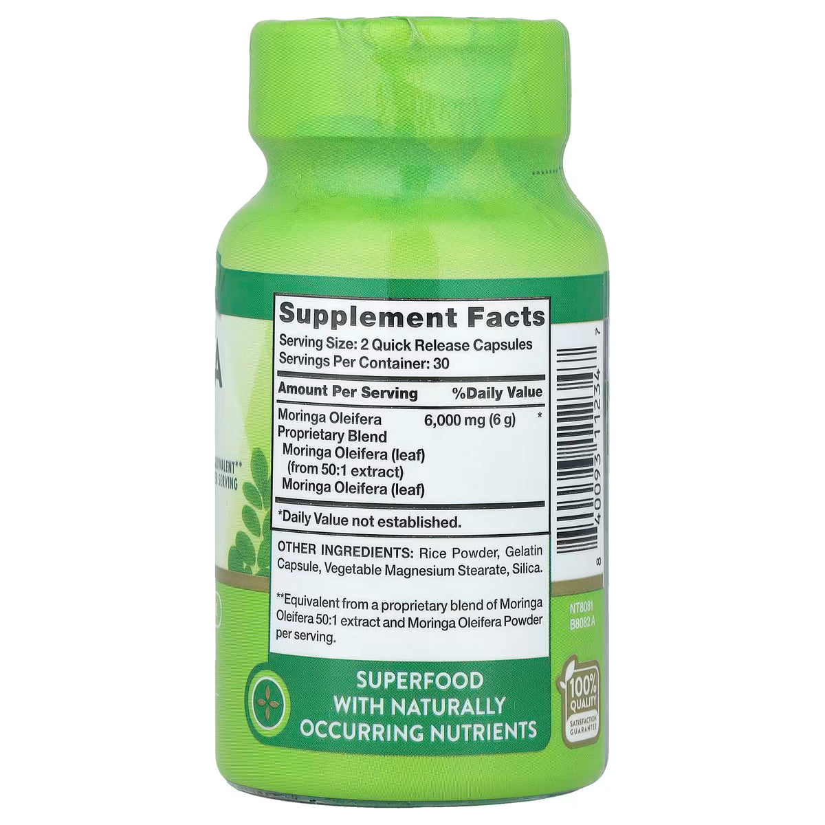 Nature’s Truth Moringa Oleifera 6000 mg equivalentes | 60 cápsulas