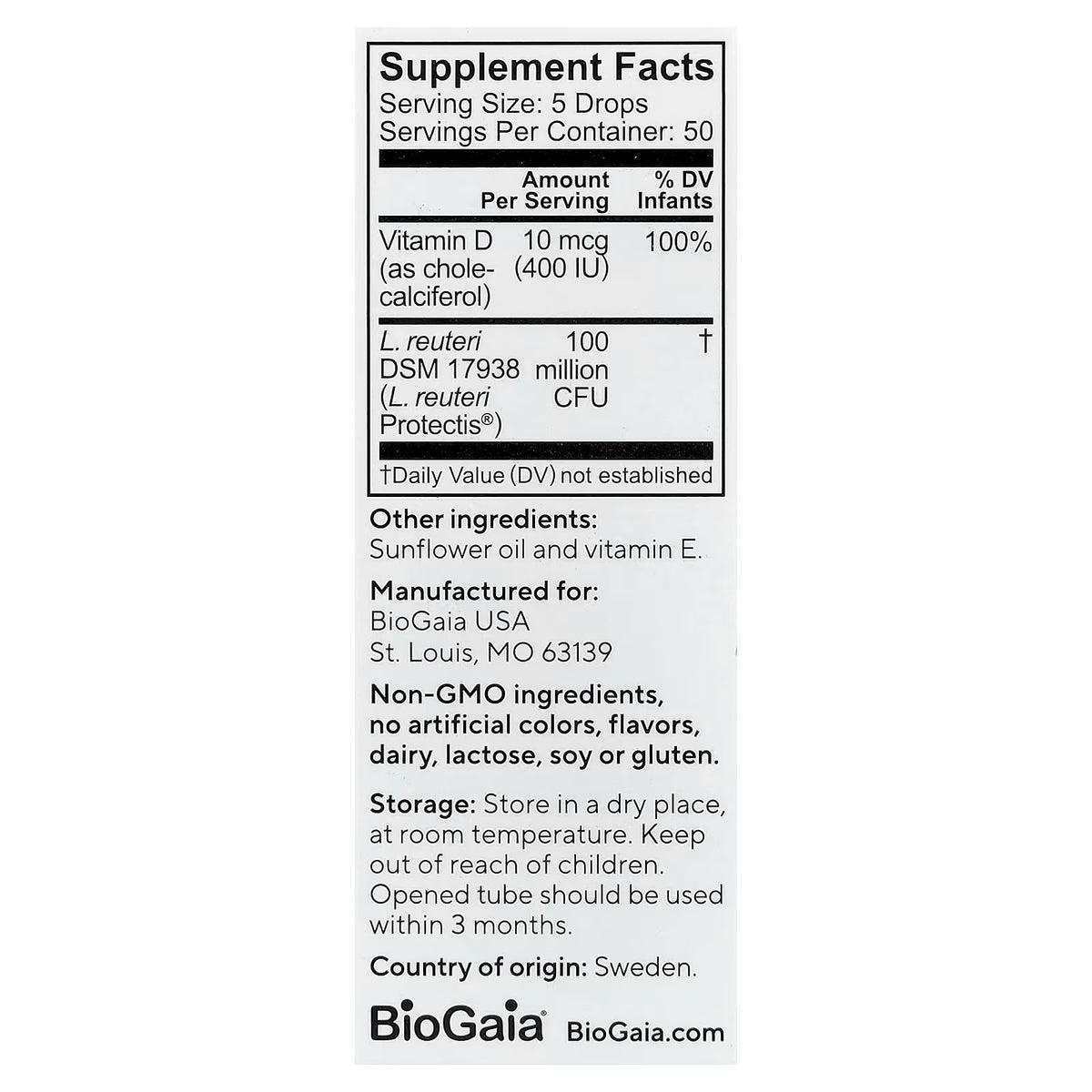 BioGaia Protectis Baby Gotas Probióticas con Vitamina D 10ml (0.34 fl oz)