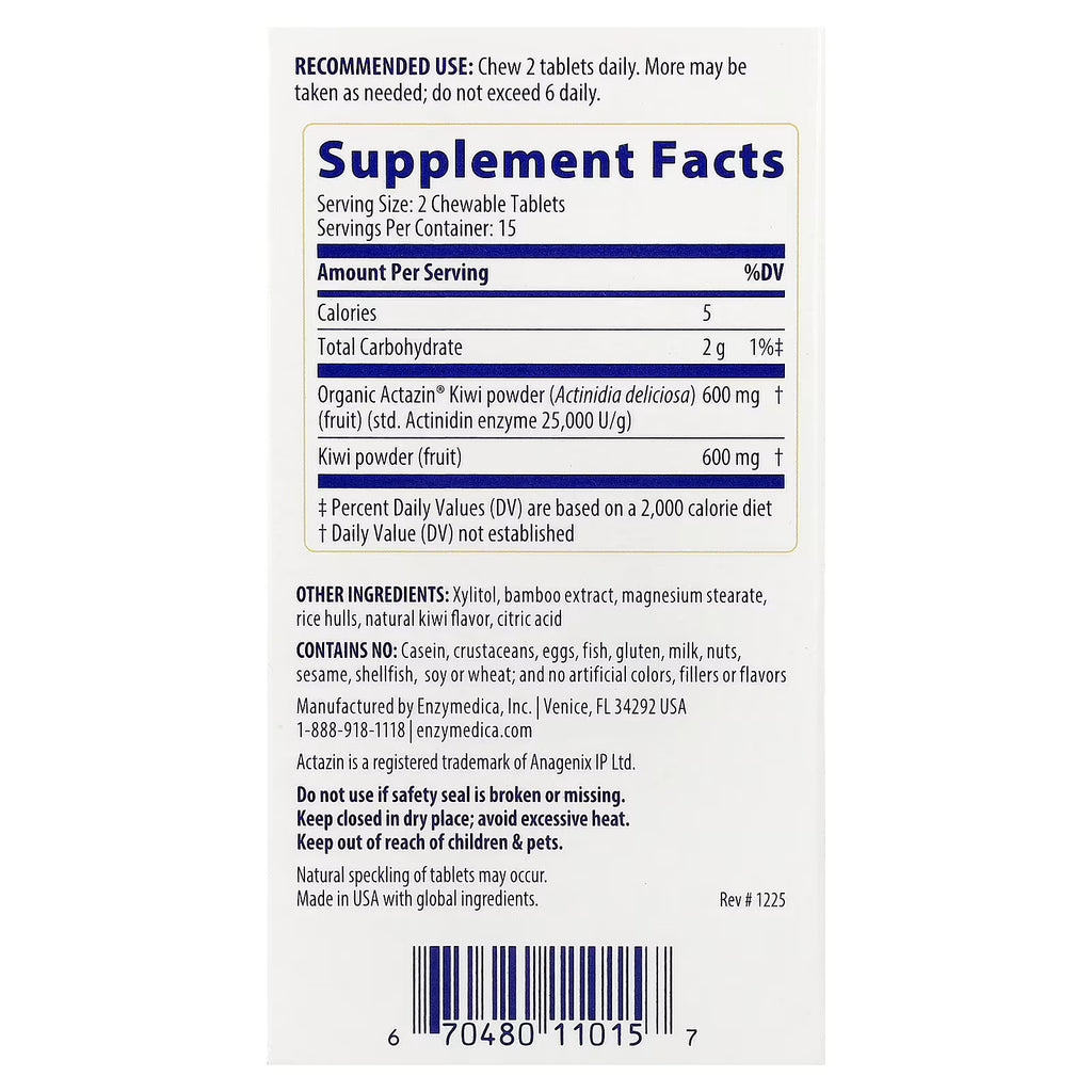 Enzymedica Kiwi Regularity | Regularidad Intestinal, 30 tabletas masticables