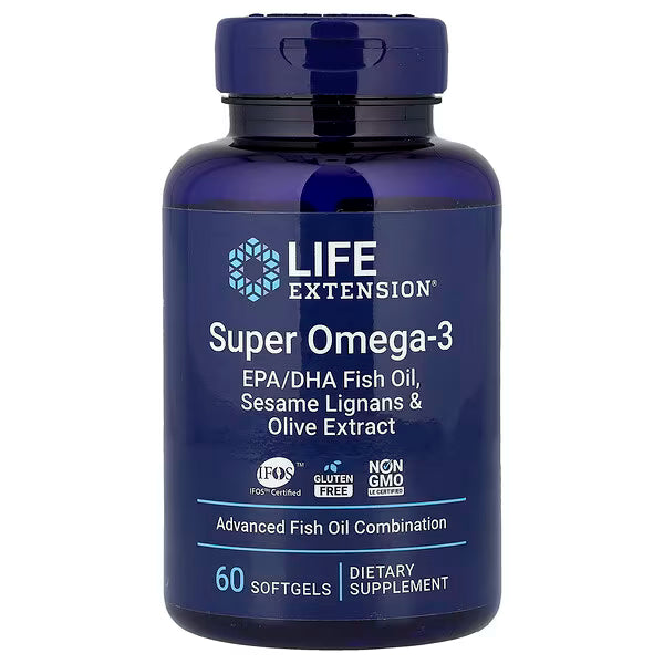 Super omega-3, aceite de pescado con EPA y DHA, sésamo y Oliva, 60 cápsulas