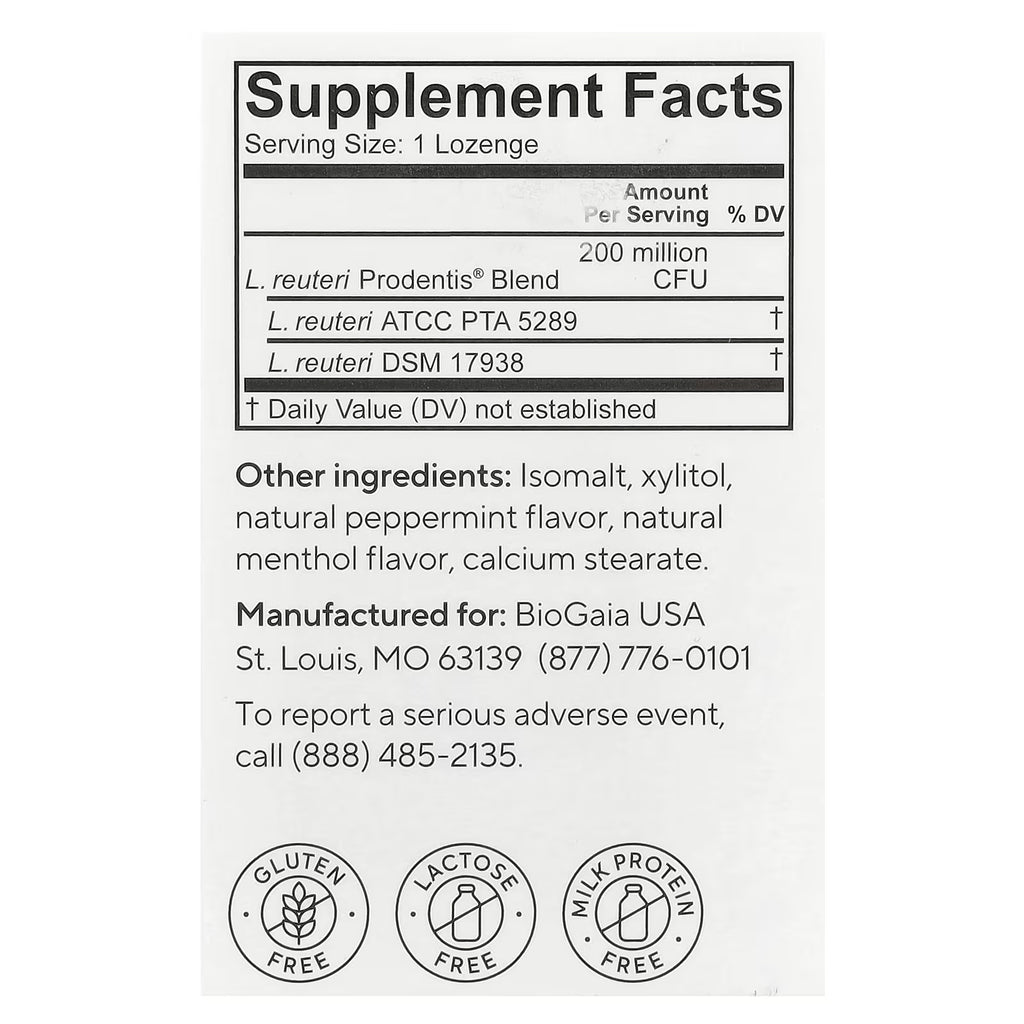 BioGaia Prodentis Probiótico Bucal Menta 30 Comprimidos - Encías y Dientes Saludables