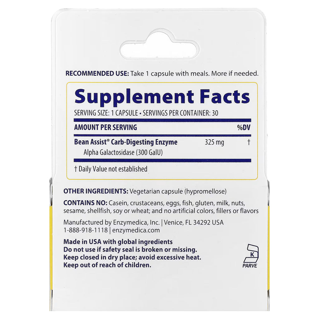 Enzymedica BeanAssist® | Apoyo Digestivo para Legumbres, 30 cápsulas