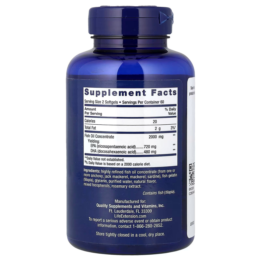Life Extension, Mega EPA/DHA, 120 cápsulas blandas