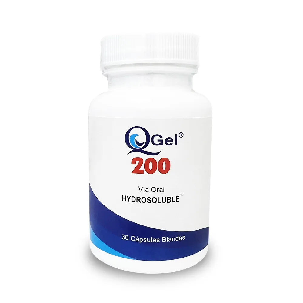 QGel 200 Coenzima Q10 Hidrosoluble + Vitamina E | 30 cápsulas blandas