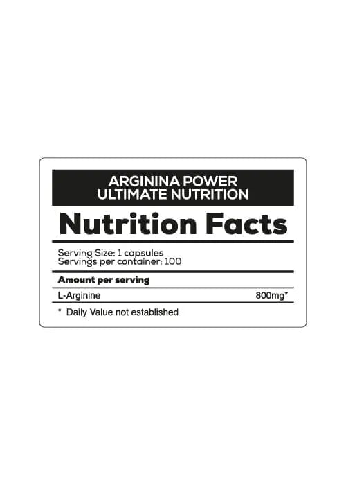 Arginine Power 800mg 100 Caps - Precursor de Óxido Nítrico