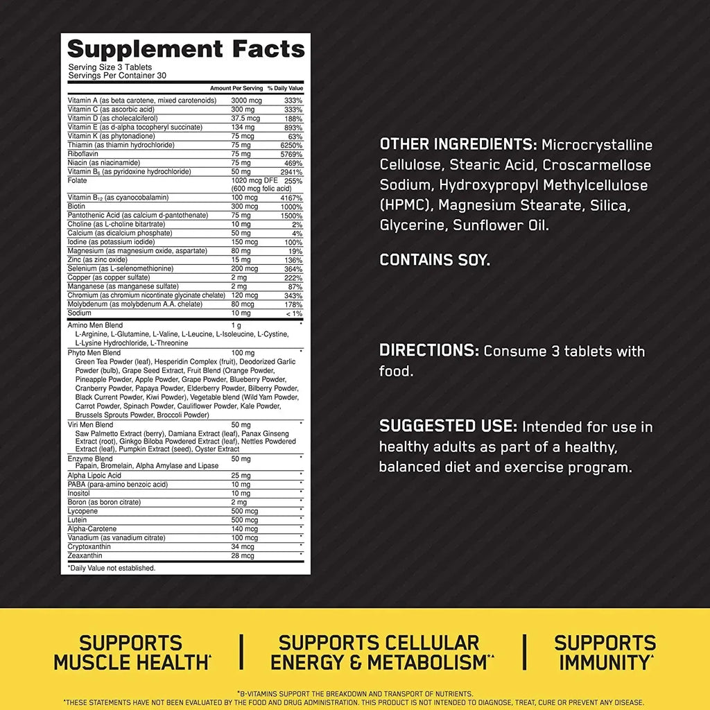 ON Opti-Men 90 Caps - Multivitamínico para Hombres