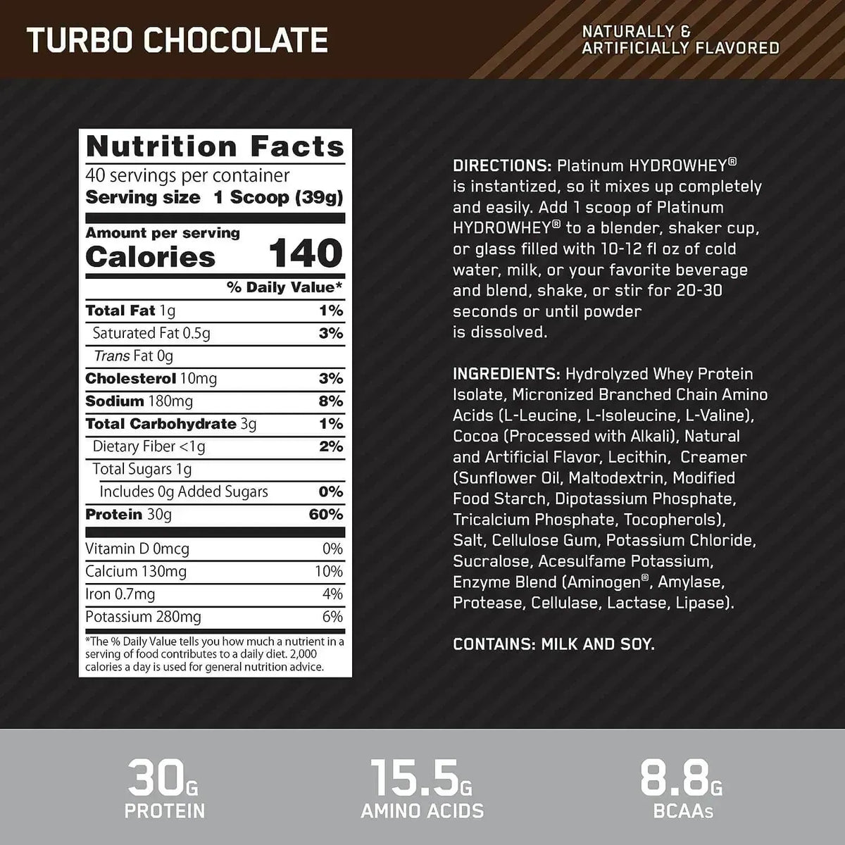 ON - Platinum Hydrowhey Turbo 3.61lb - Proteína Hidrolizada Avanzada