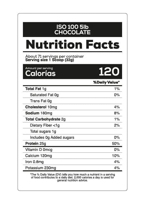 ISO 100 Hydrolyzed Chocolate 5lb (2.3kg) - Proteína Aislada Hidrolizada