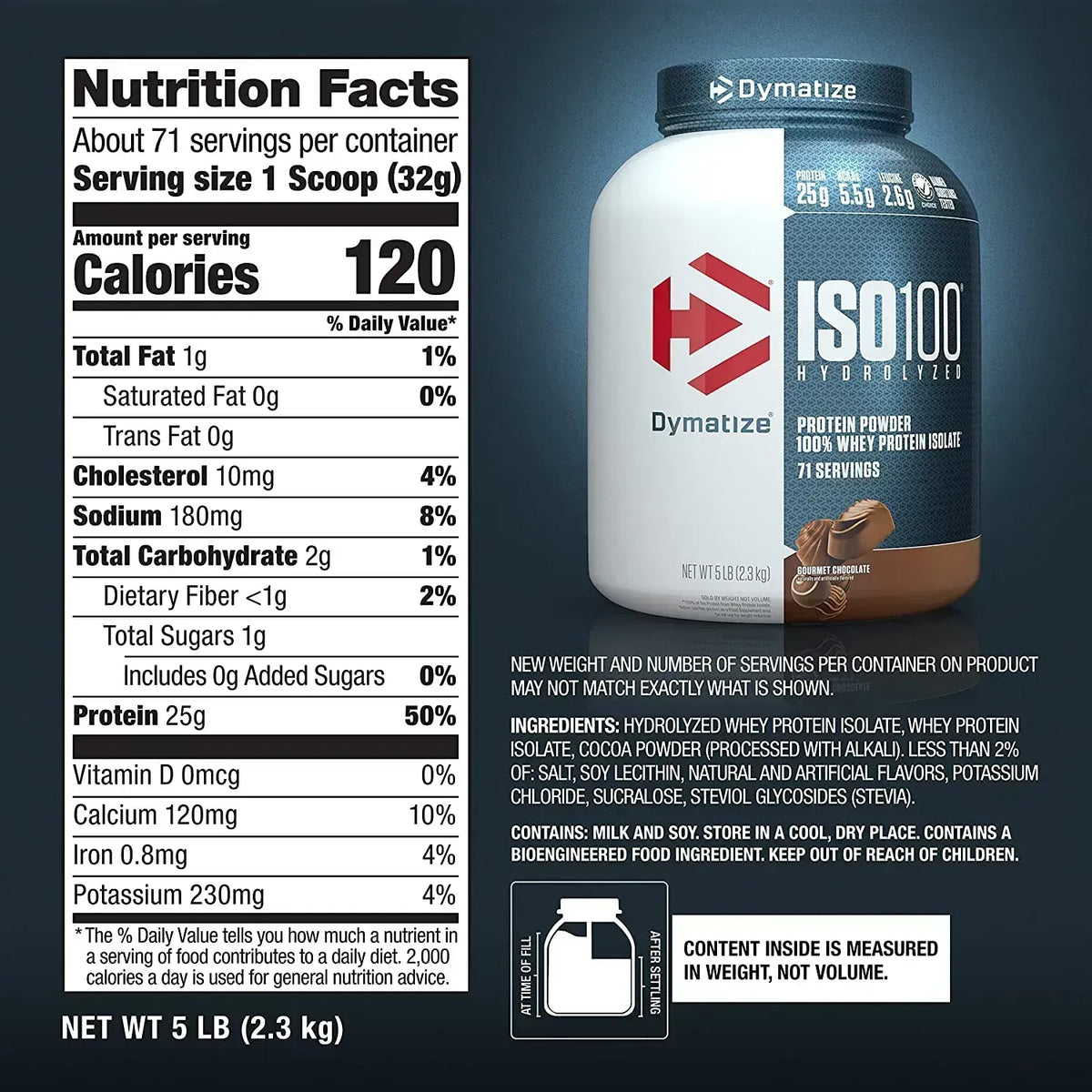 ISO 100 Hydrolyzed Chocolate 5lb (2.3kg) - Proteína Aislada Hidrolizada