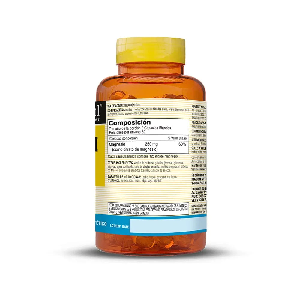Mason Natural Citrato de Magnesio 250 mg (60 Cáps)