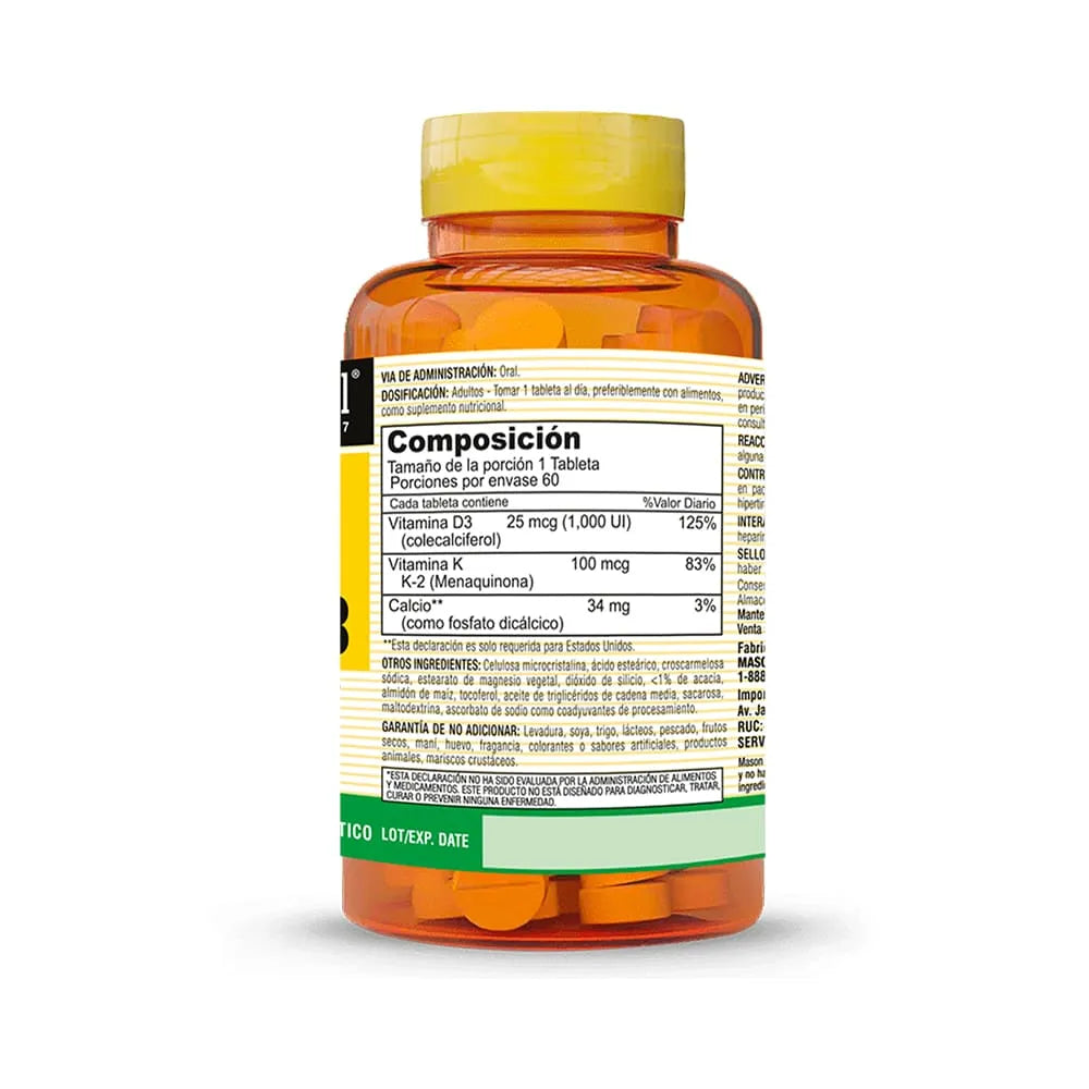 Mason Vitamina K2 + D3 Salud Ósea y Arterial x 60 Tab