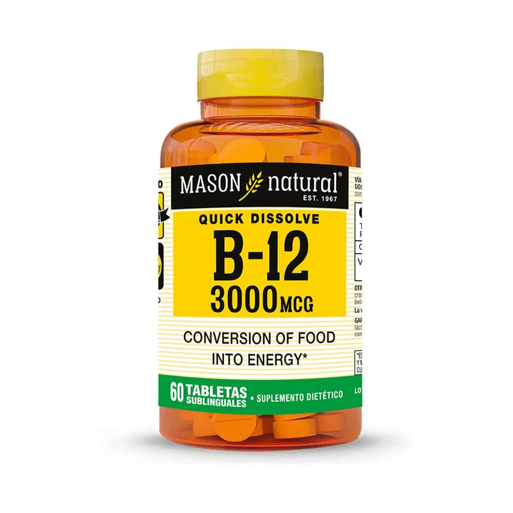 Vitamina B12 3000 mcg Mason Natural Sublingual | Energía y Mente