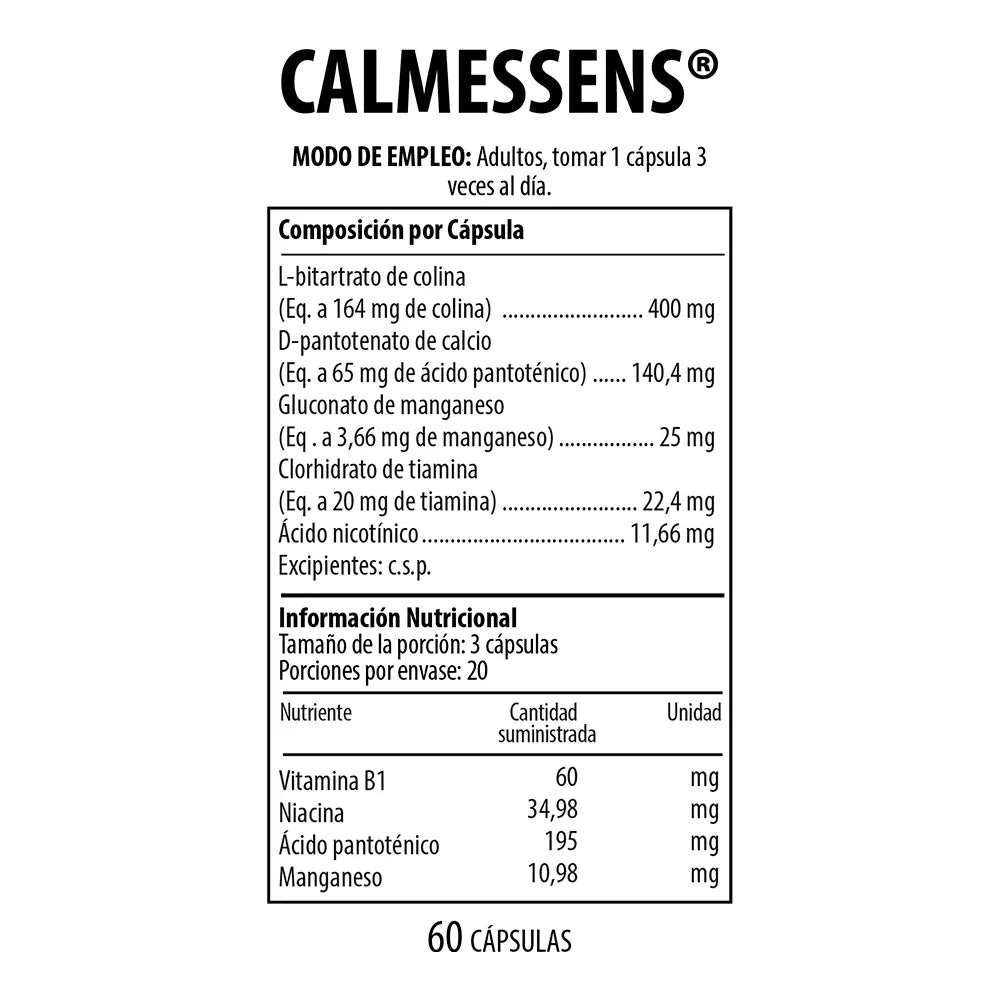 Nutrabiotics Calmessens con Colina y Vitaminas B – 60 cápsulas