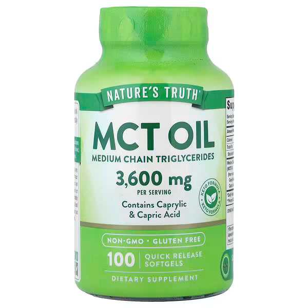 Nature’s Truth Aceite MCT 3600 mg | 100 cápsulas blandas