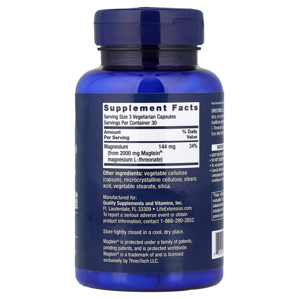 Neuro-Mag®, L-treonato de magnesio 48 mg, 90 cápsulas vegetales