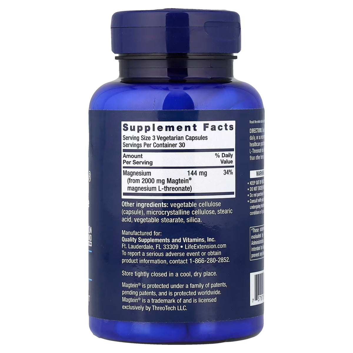 Neuro-Mag®, L-treonato de magnesio 48 mg, 90 cápsulas vegetales