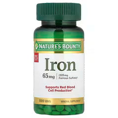 Nature's Bounty, Hierro, 65 mg, 100 comprimidos