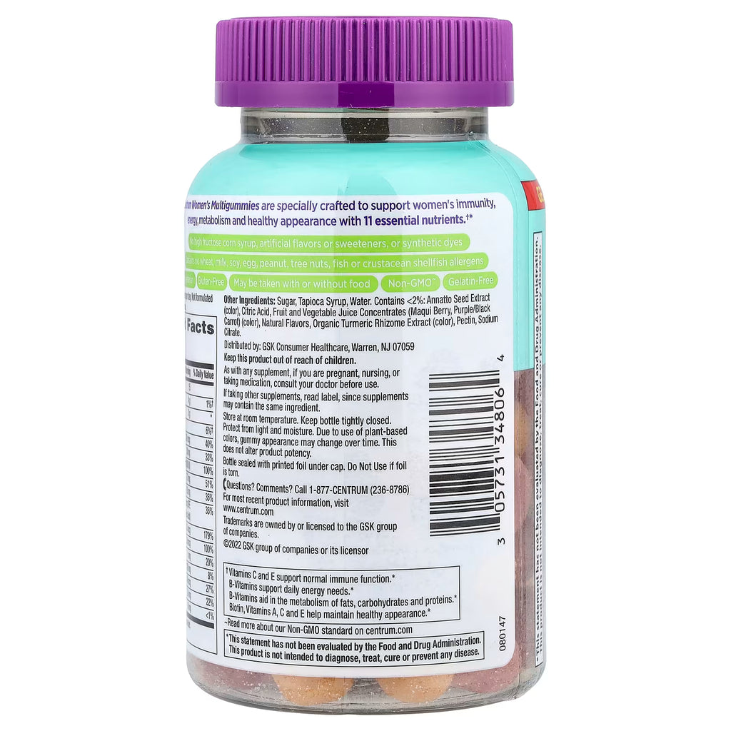 Centrum Women Multigummies Frutas Tropicales 100 Gomitas - Multivitamínico Femenino