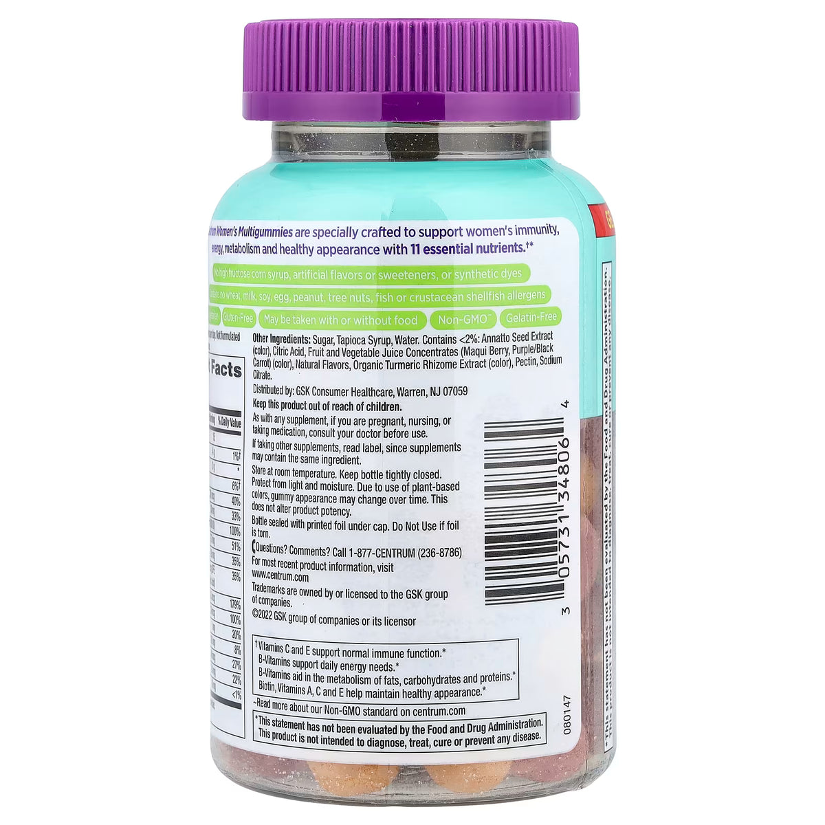 Centrum Women Multigummies Frutas Tropicales 100 Gomitas - Multivitamínico Femenino
