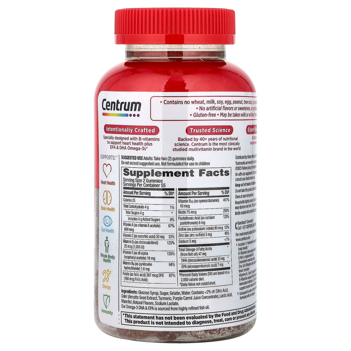 Centrum Multi + Omega-3 Multigummies Fresa Limón y Naranja 110 Gomitas - DHA y EPA