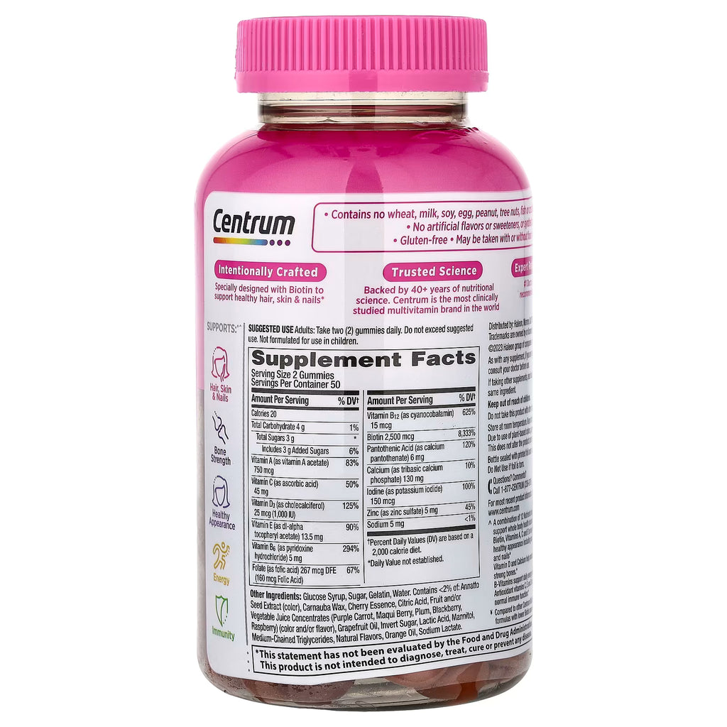 Centrum Multi + Beauty Dual Action Frutas Naturales 100 Gomitas - Cuidado de la Piel