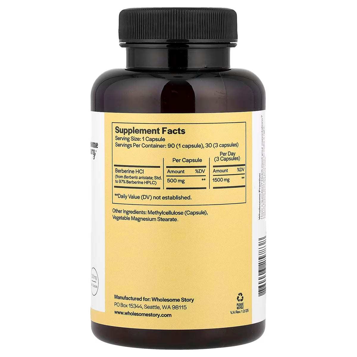 Wholesome Story Berberina HCl 500 mg | 90 cápsulas vegetarianas