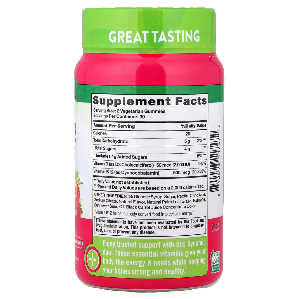 Nature’s Truth D3 + B12 | Energía y Soporte Óseo | 60 gomitas