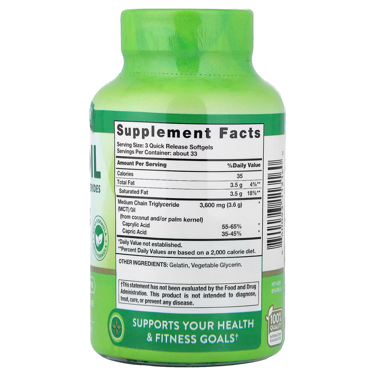 Nature’s Truth Aceite MCT 3600 mg | 100 cápsulas blandas