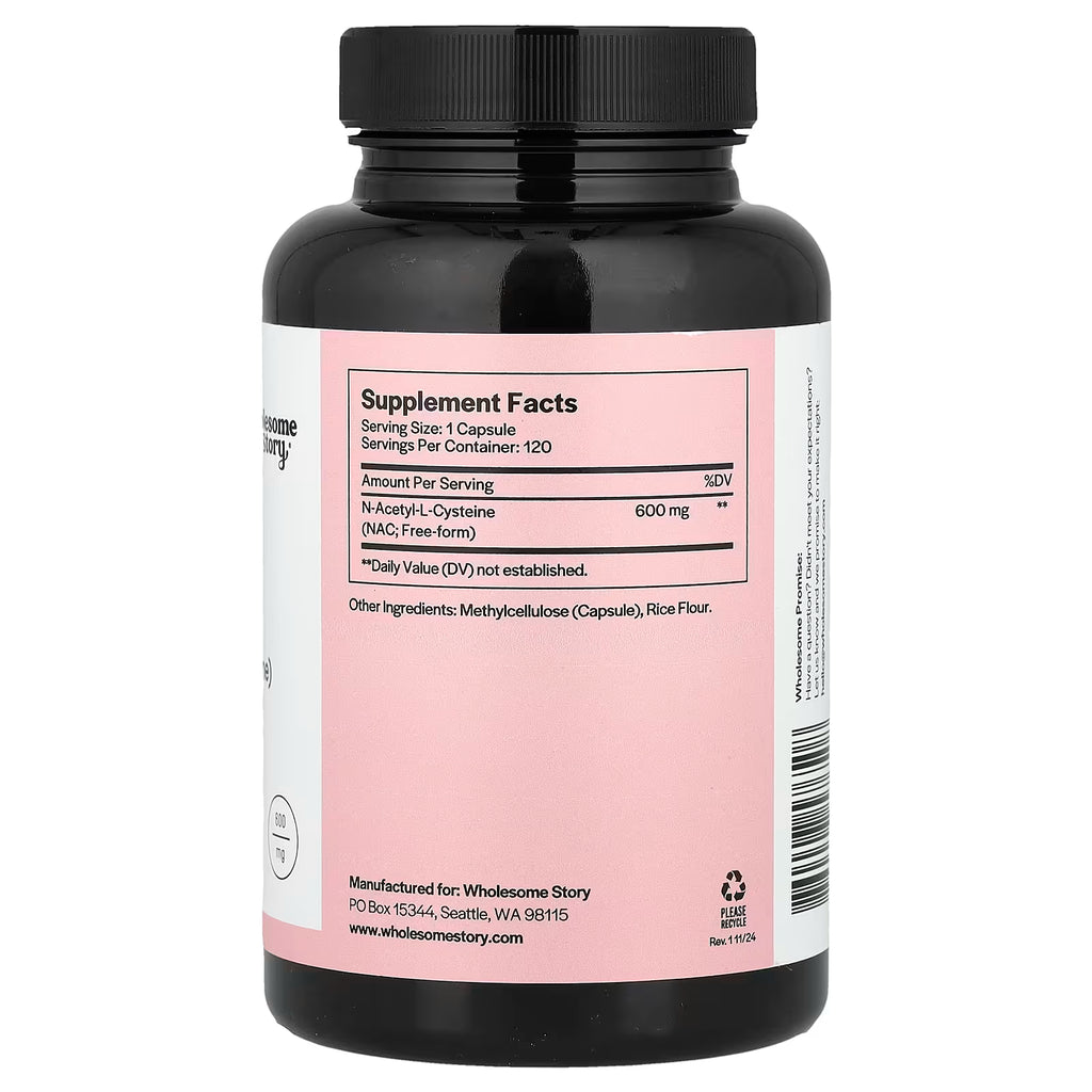 Wholesome Story NAC 600 mg (N-Acetil-L-Cisteína) | 120 cápsulas vegetarianas