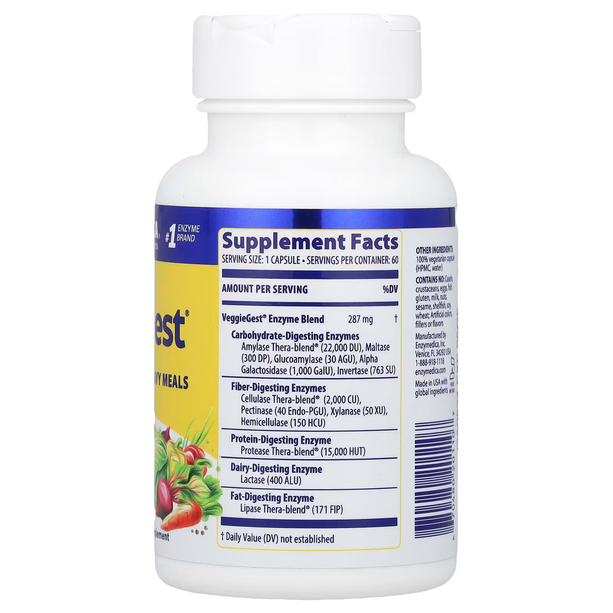 Enzymedica VeggieGest® | Digestión de Vegetales, 60 cápsulas