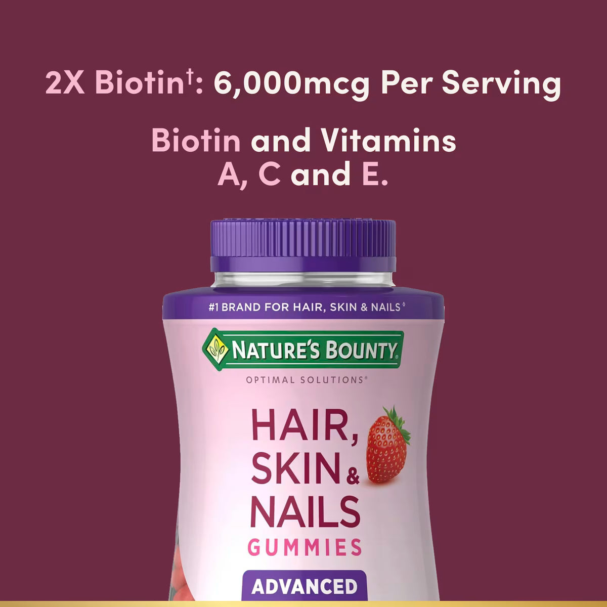 Advanced Hair, Skin & Nail Gummies, Strawberry, 80 Gomitas