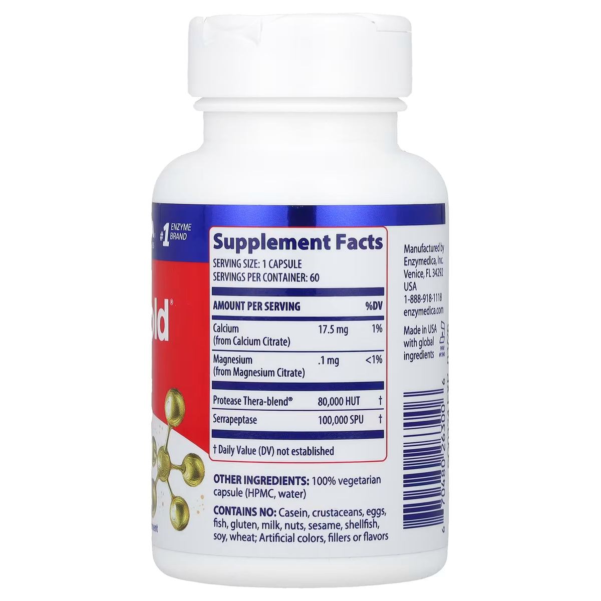 Enzymedica SerraGold® | Serrapeptasa y Apoyo Sistémico, 60 cápsulas