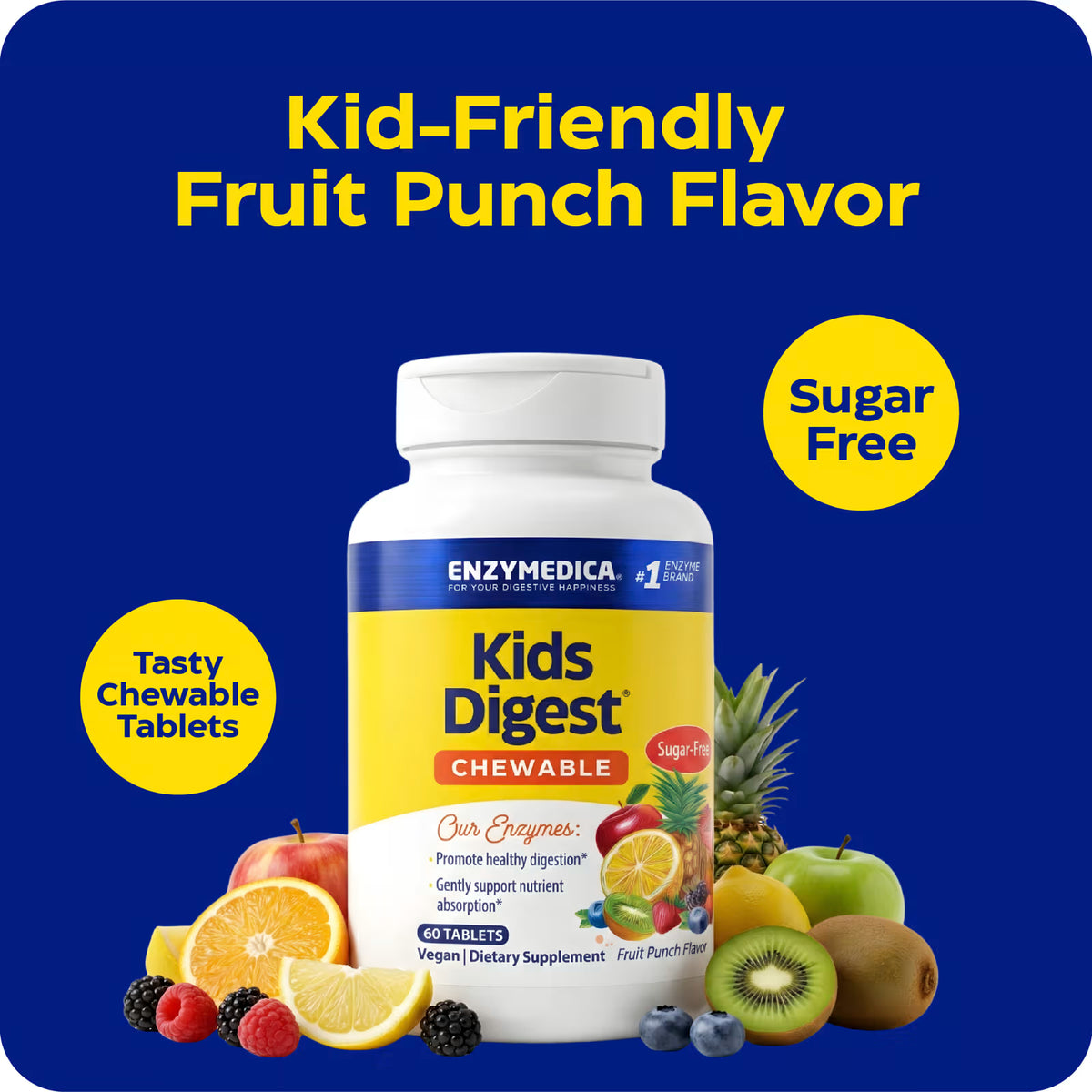 Enzymedica Kids Digest® | Apoyo Digestivo Infantil, 90 tabletas masticables