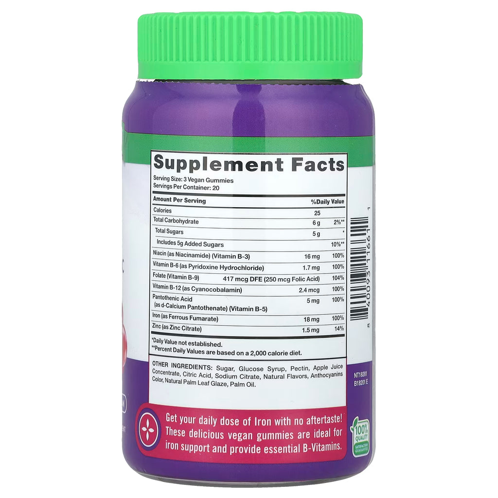 Nature’s Truth Hierro 18 mg con Vitaminas B y Zinc | 60 gomitas