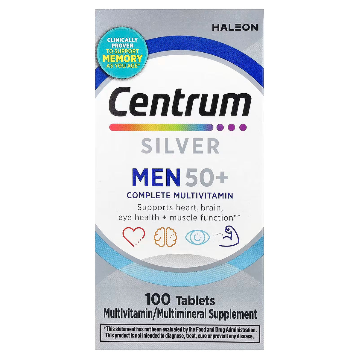Centrum Silver Men 50+ Multivitamínico 100 Comprimidos - Mayores de 50 Años
