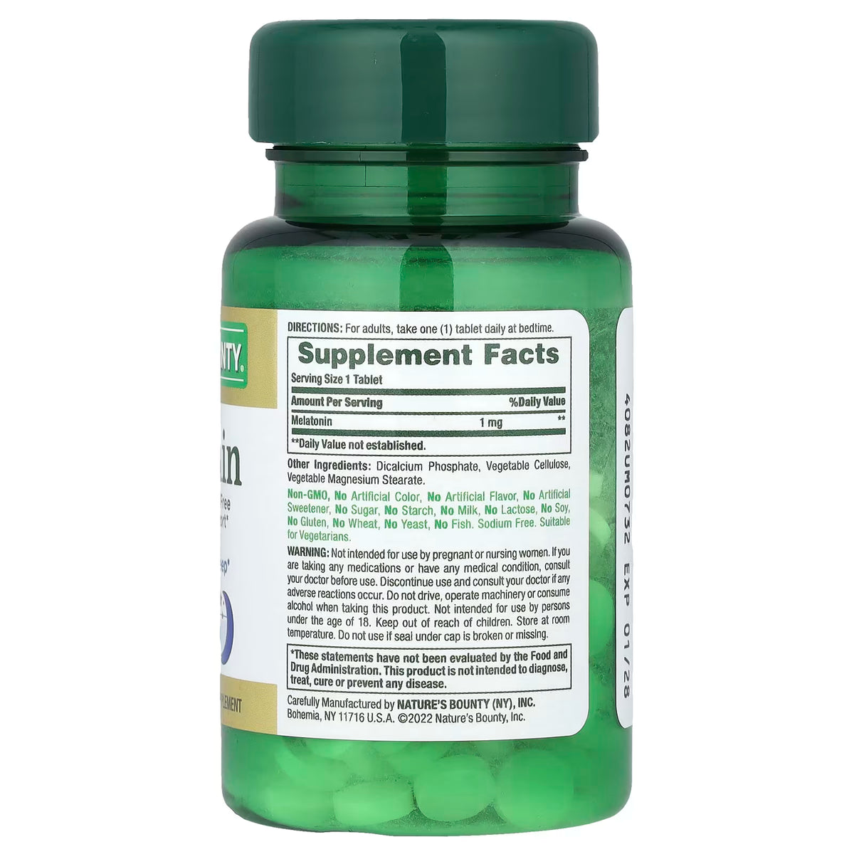 Nature's Bounty, Melatonina, 1 mg, 180 comprimidos