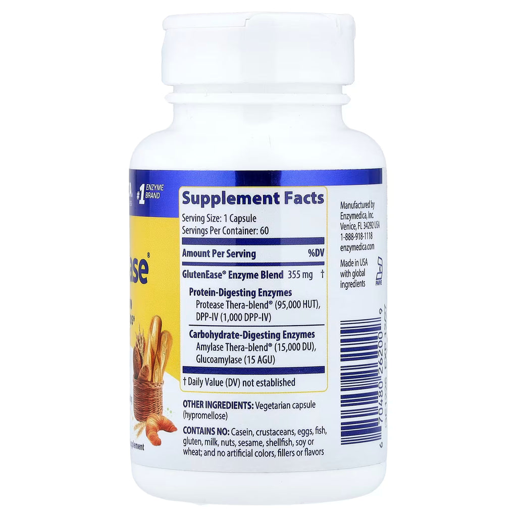 Enzymedica GlutenEase® | Apoyo Digestivo para Comidas con Gluten, 60 cápsulas