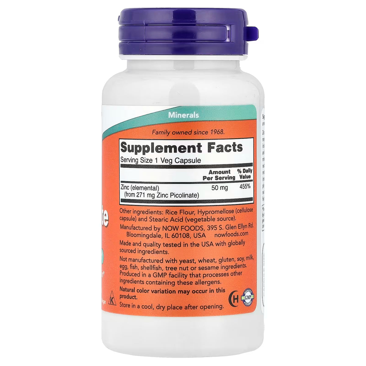 Picolinato de Zinc 50mg 120 Cápsulas Vegetales - Soporte Inmunitario y Enzimático