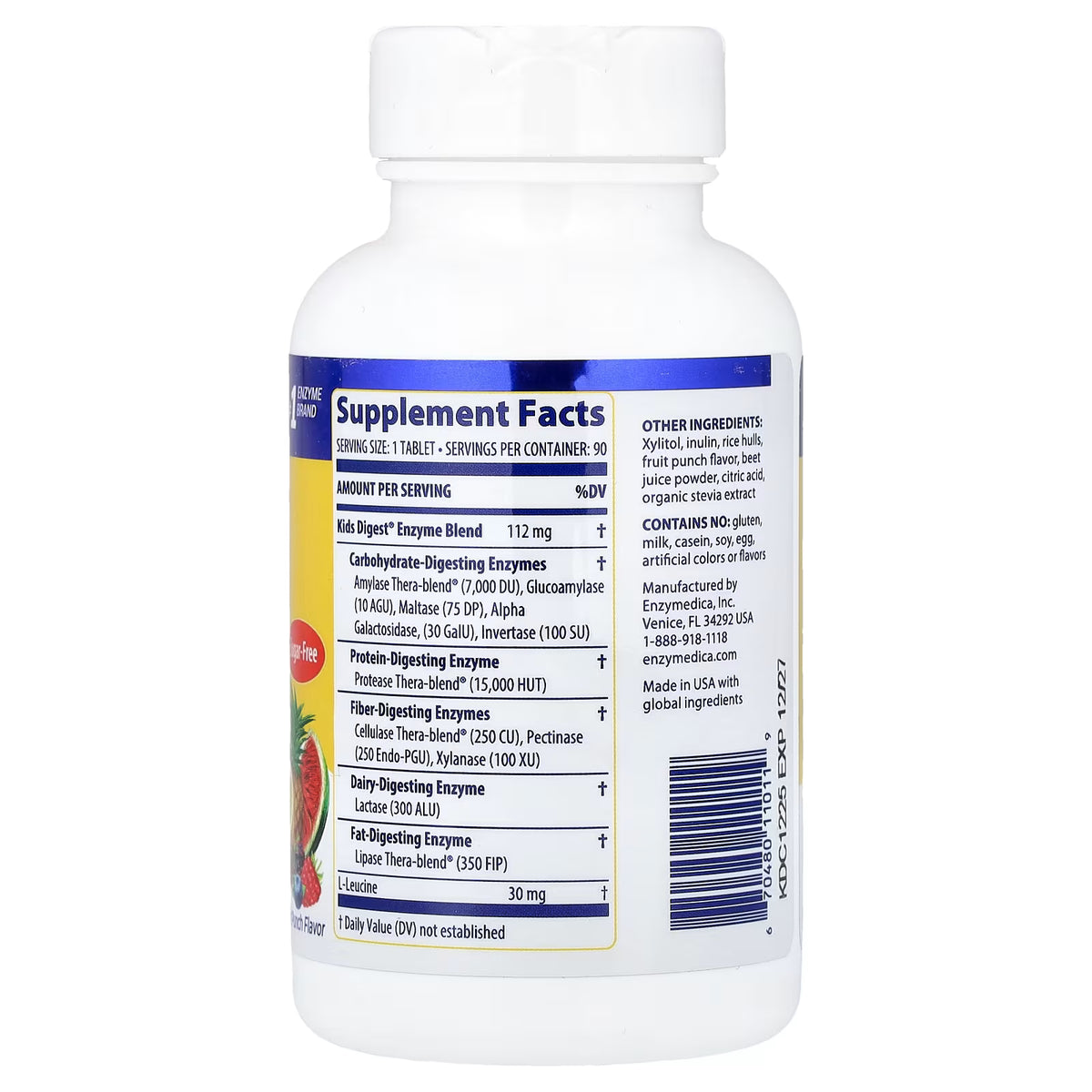 Enzymedica Kids Digest® | Apoyo Digestivo Infantil, 90 tabletas masticables