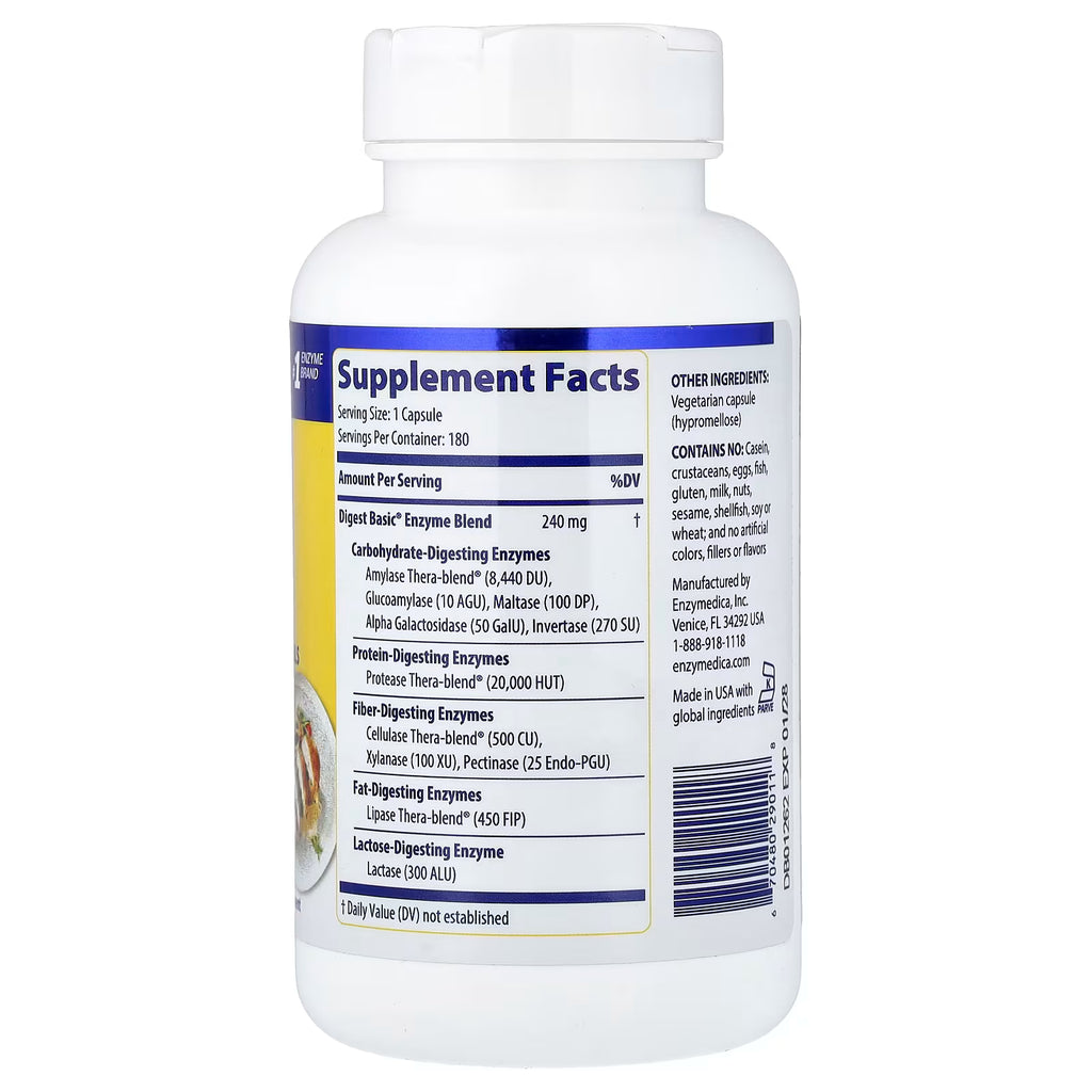 Enzymedica Digest Basic® | Apoyo Digestivo Suave, 180 cápsulas