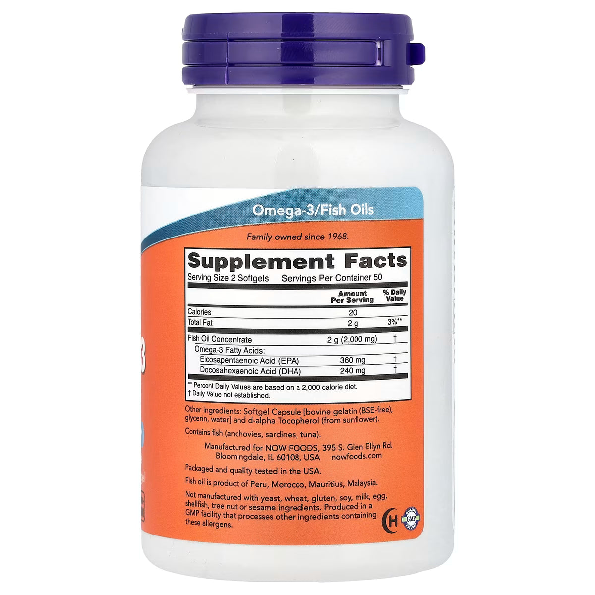 Omega-3 Aceite de Pescado 1000mg 100 Cápsulas - 180 EPA / 120 DHA