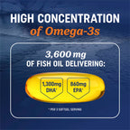 Aceite de pescado omega-3, limón natural, 120 cápsulas blandas